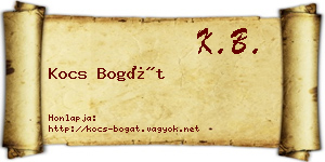 Kocs Bogát névjegykártya